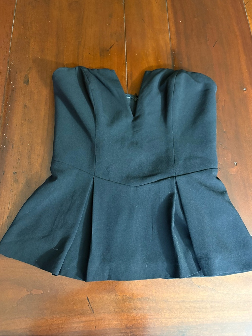 Strapless Peplum Shirt in Black